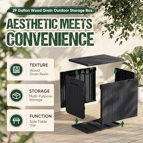 Devoko 29 Gallon Deck Box, Waterproof Resin Outdoor Storage Box - Image 3