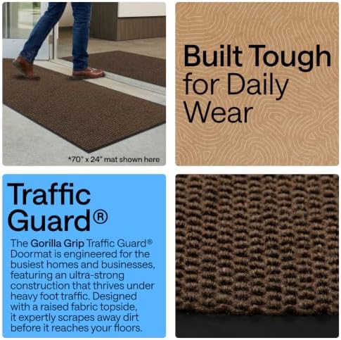 GORILLA GRIP Traffic Guard Indoor Outdoor Heavy Duty Door Mat, 60x36 Brown - Image 3