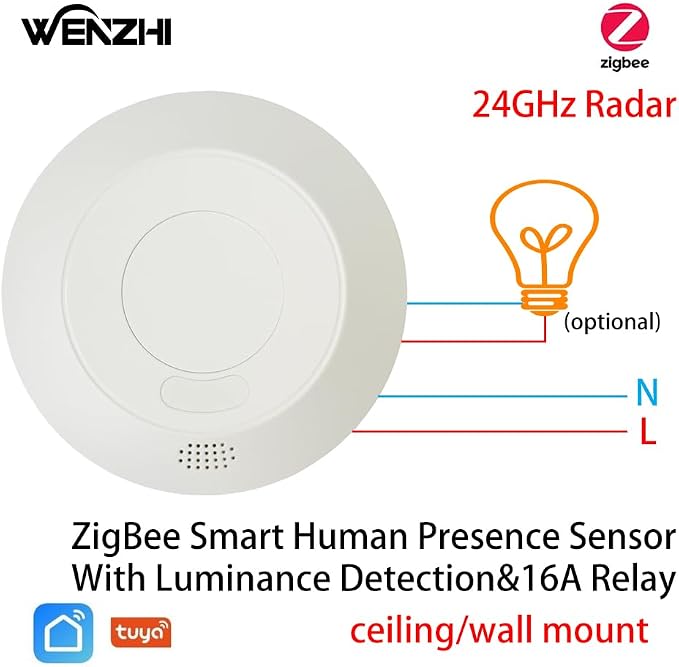 Presence Sensor, WenzhiIoT Zigbee 24GHz Radar MmWave Presence Sensor Body - Image 2