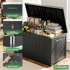 PatioZen 310 Gallon Deck Box Lockable Waterproof UV Resistant Black - Image 5