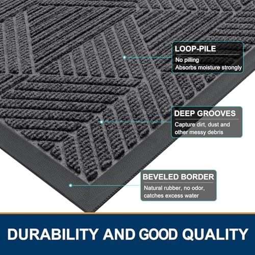 Smiry Front Door Mat Outside Entrance, Low Profile Rubber Doormat - Image 4