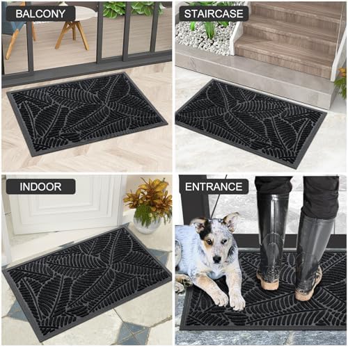 Colorxy Waterproof Front Doormat, Sturdy Natural Rubber Door Mat - Image 6