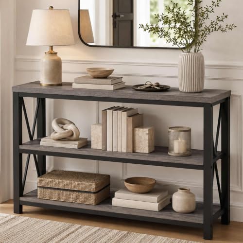 BON AUGURE 47In Entryway Table, 3-Tier Shelf Sofa Console Table by BONAUGURE