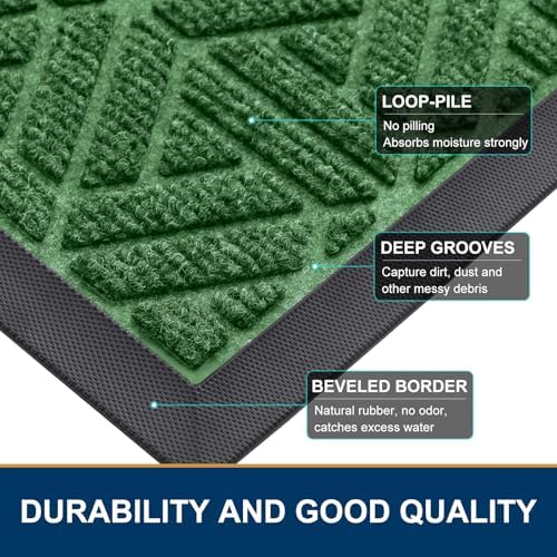 Smiry Front Door Mat Outside Entrance, Low Profile Rubber Doormat - Image 4