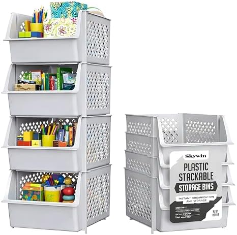 Stackable Storage Bins Open Front by Skywin