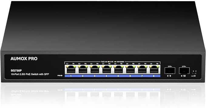 Upgrade 10 Port 2.5G PoE Switch, AUMOX PRO 8 Port 2.5G Network Unmanaged Switch by AUMOXPRO