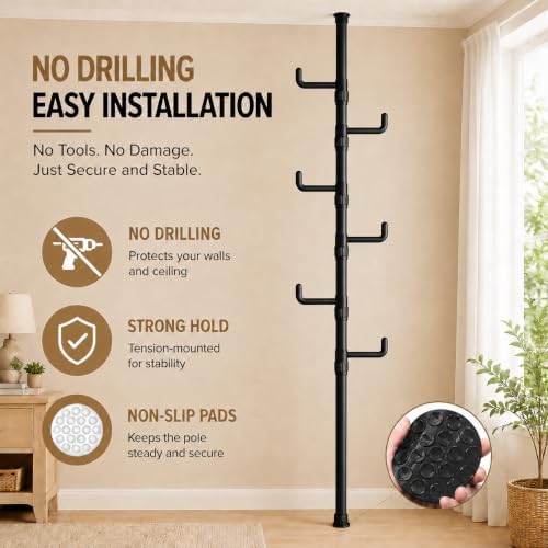 Floor to Ceiling Clothes Drying Rack, Adjustable Tension Pole Laundry Rack - Image 6