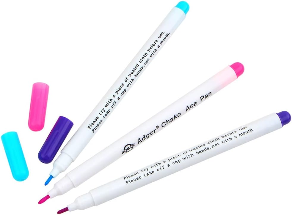 TopHomer Water Erasable Fabric Marking Pen Temporary Marking Auto-Vanishing Pen Fabric Markers Pen Colorful Water Soluble Ink for Dressmaking, Handicraft, Embroidery, Artificial Flowers(Blue)