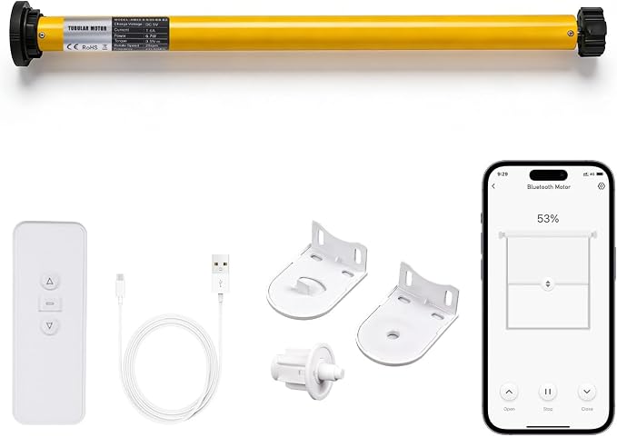 AM22 Smart Blinds Motor for 1.25" Tube, Rechargeable Tuya Zigbee Tubular Motor by Sortflefactory