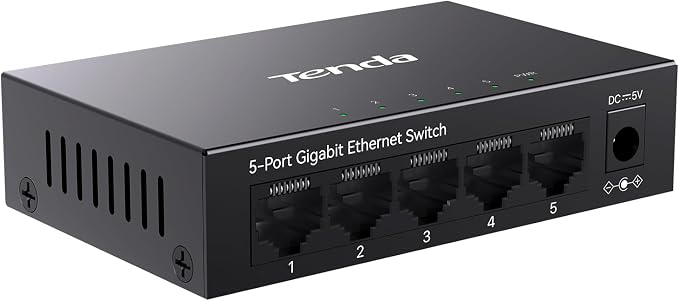 Tenda 5 Port Gigabit Ethernet Switch | Ethernet Splitter | 5 x 1000Mbps Ports | by Tenda