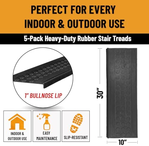 Ottomanson Bullnose Stair Treads Outdoor – Coin Heavy-Duty Non-Slip Stair Mats - Image 3