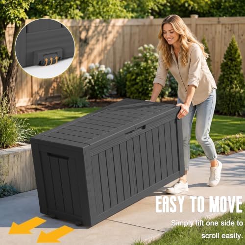 DRATO 135 Gallon Deck Boxes Outdoor Waterproof Storage Box - Image 3