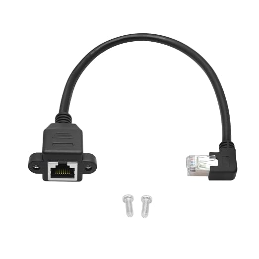 90 Degree Cat6 Ethernet Extension Cable 1FT, Left Angle RJ45 Male to Female by Maixbomr