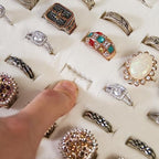 Coward 2Pcs/Set Stackable Ring Organizer Tray Beige Velvet Ring Earring Stud - Image 5