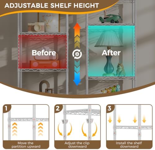 Golpart Small Shelves Storage Wire Metal Adjustable Shelf Unit - Image 3