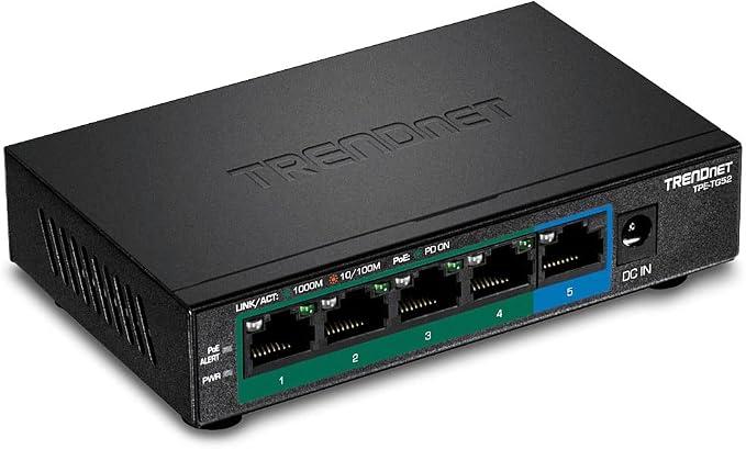 TRENDnet 5-Port Gigabit PoE+ Switch, 32W PoE Power Budget, 10Gbps Switching by TRENDnet