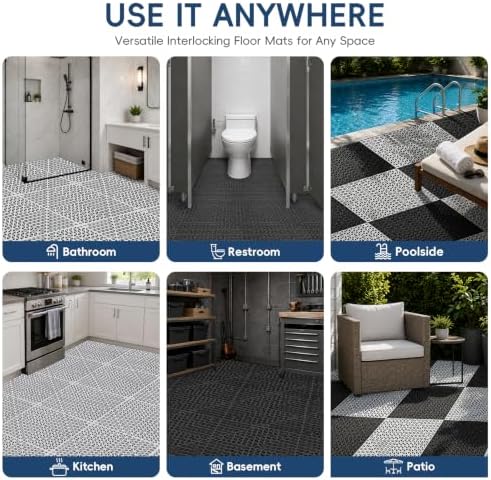 Interlocking Drainage Tiles 12PCS Modular Interlocking Cushion 12" x 12" - Image 6