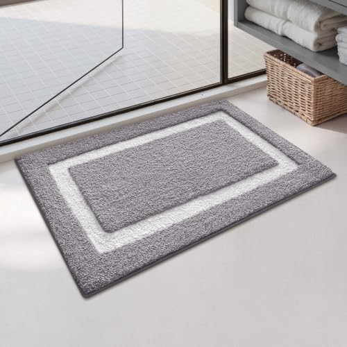 Color&Geometry Mini Gray Bathroom Rugs 24x16, Extra Soft Absorbent Microfiber by COLORG