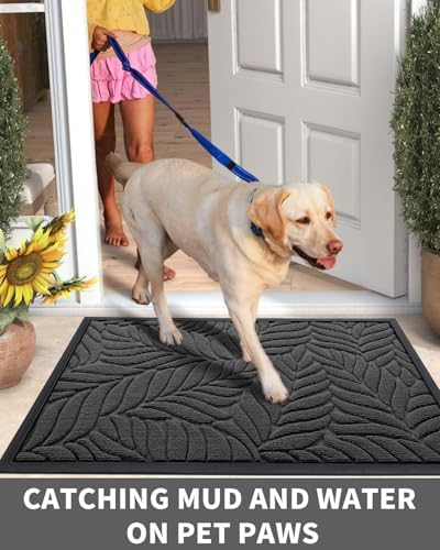 Yimobra Leaf Pattern Door Mat, 29.5 x 17 in - Image 5
