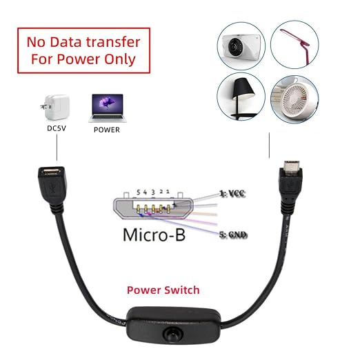 chenyang Micro USB Power Switch Extension Cable Micro USB Male to Female - Image 6