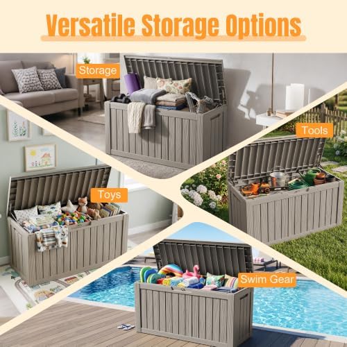 Outdoor Storage Box, 140 Gallon Waterproof Resin Deck Box - Image 5