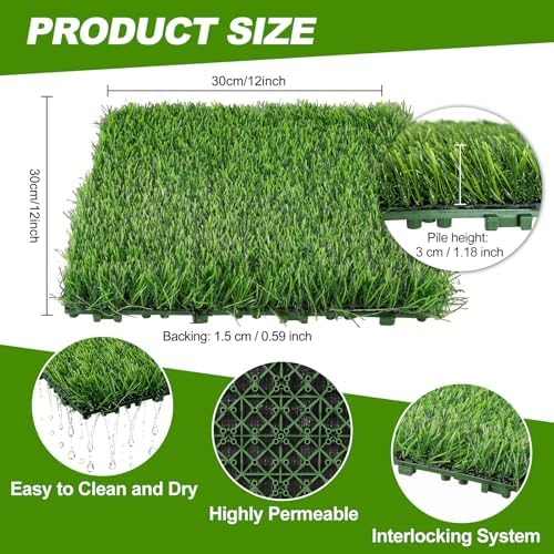 GOESWELL Interlocking Grass Tiles 12x12 Inch 50 Pack Drainage - Image 2