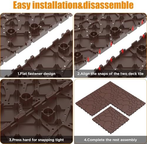 44 Pack Interlocking Deck Tiles, All-Weather Outdoor Deck Tiles - Image 4