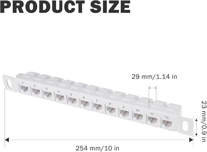 GeeekPi 12 Port Patch Panel, 10inch 0.5U CAT6 Network Patch Panel - Image 2