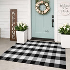 KILOCOCO Buffalo Plaid Checkered Rug 3x5 ft Black White Front Door Rug by Kilococo