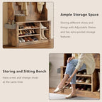 Aiho Entryway Hall Tree with Bench and Storage, Rustic Brown - Image 5