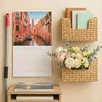 Set of 2 Magazine Holder Wall Basket Water Hyacinth Woven Mail Organizer - Image 3