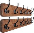 Dseap Wall Mounted Coat Rack: 24" Long, Heavy-Duty, 6-Double-Hooks Wooden by Dseap