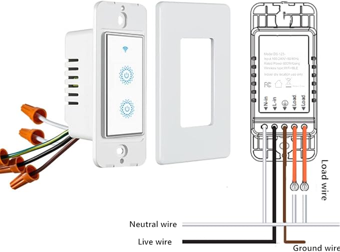 Nexete Smart Wi-Fi Double Light Switch, 2 in1 Single Pole Switch Compatible - Image 9