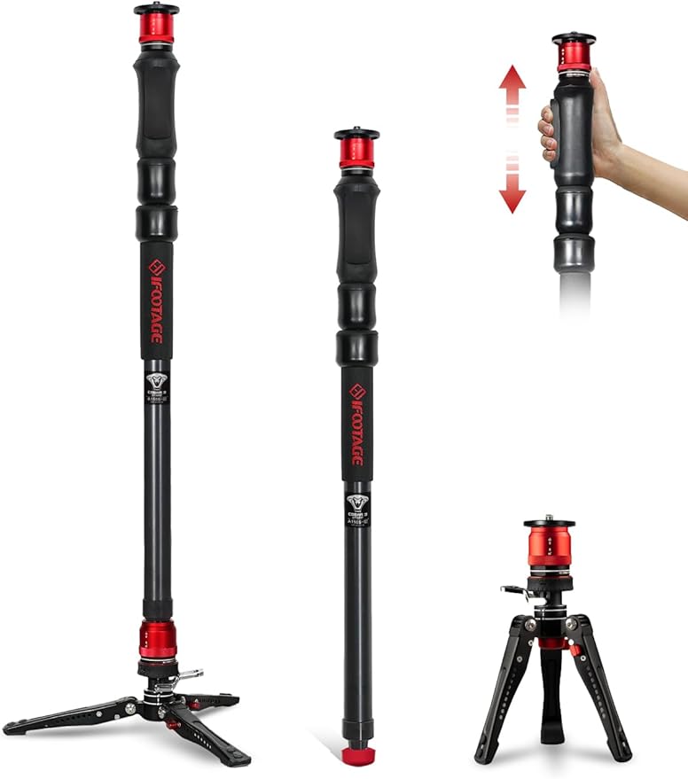 IFOOTAGE Monopod Cobra 3 Strike A150S, 1/4'' & 3/8'' Quick Release Compatible by IFOOTAGE