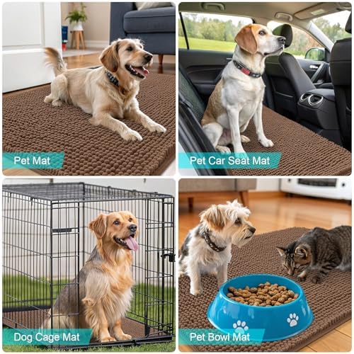 OLANLY Dog Door Mat for Muddy Paws 50x30, Super Absorbent Chenille Mud Mat - Image 7