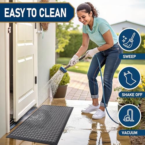 Smiry Front Door Mat Outside Entrance, Natural Rubber Doormat, 59x34 Inch - Image 5