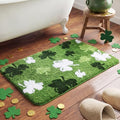 Capoda St. Patrick's Day Bathroom Rug 20 x 30 Inch Green White Shamrock Door by Capoda
