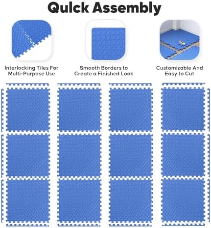 12 Pack 48 sqft Home Gym Mat, Puzzle Exercise Mat, EVA Interlocking Foam Floor - Image 5