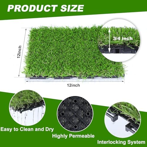 VANCASTLE Artificial Grass Tiles Interlocking Turf Squares Deck 27 Pack - Image 2