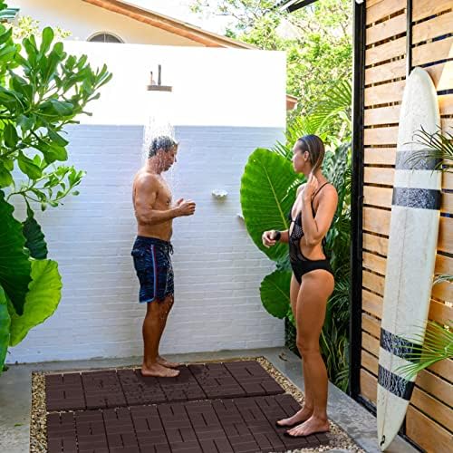 Goovilla Plastic Interlocking Deck Tiles, 27 Pack 12"x12", Dark Brown - Image 5