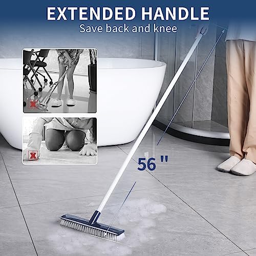 BOOMJOY Floor Scrub Brush with 57" Long Handle, 2 in 1 Scrape and Brush - Image 4