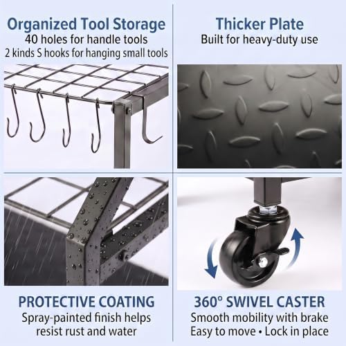 UU-Major Garden Tool Organizer for Garage Corner, Free Standing Yard Tools Rack - Image 4