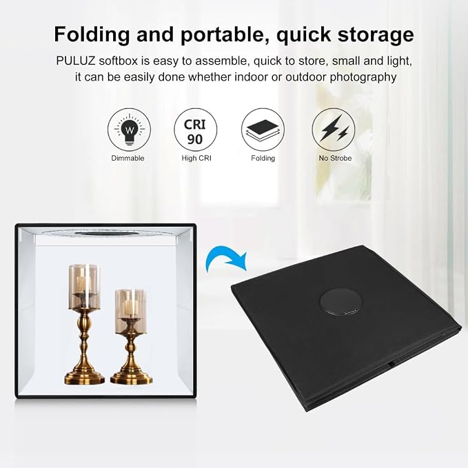 20"/50cm Light Box, PULUZ Large Photo Studio Shooting Tent 200 LED Light CRI≥90 - Image 7