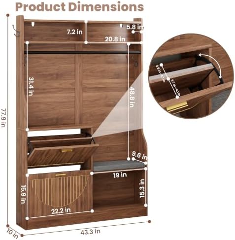 78" Modern Rustic Hall Tree - Image 2