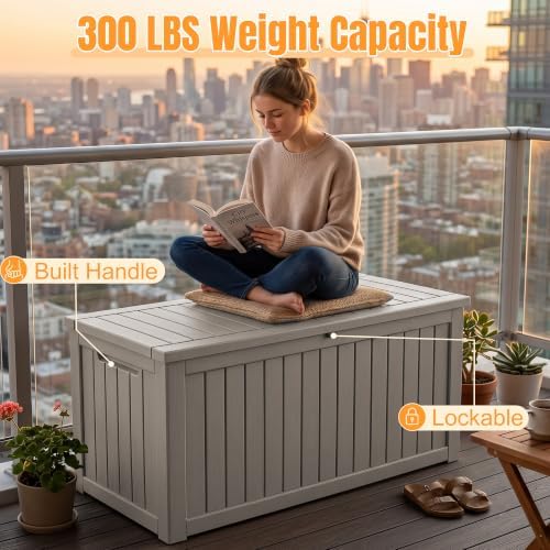 Outdoor Storage Box, 300 Gallon Waterproof Resin Deck Box - Image 6