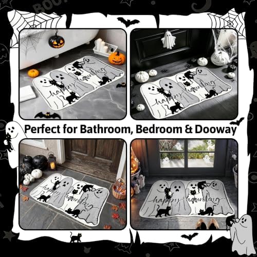 Halloween Bath Mat Spooky Ghost Rugs Washable Gothic Bathroom Floor Carpet - Image 5