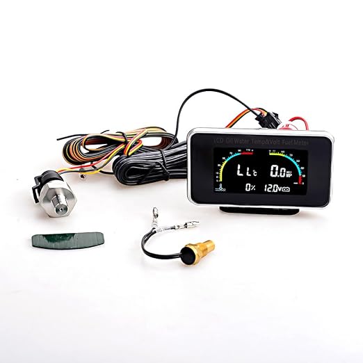 4-in-1 Auto Car LCD Meter Digital Oil Pressure Voltage Water Temperature Fuel by ZHSYMX