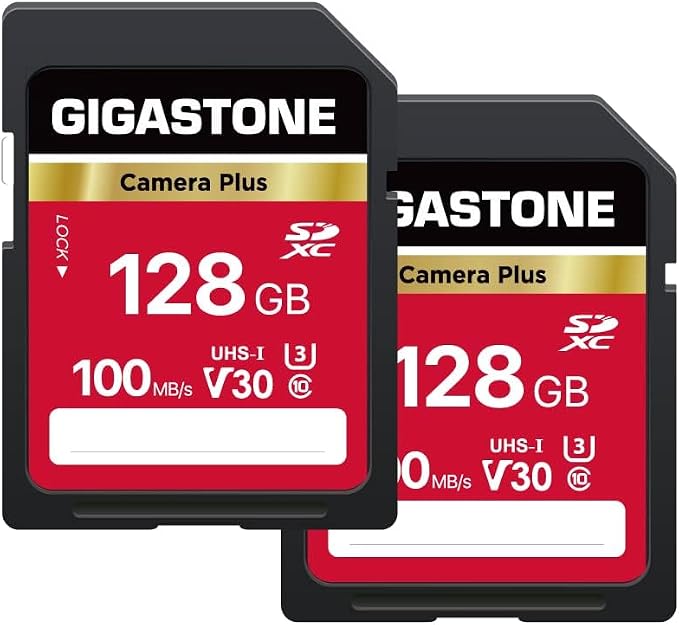 GIGASTONE 128GB SD Card 2-Pack, Camera Plus, UHS-I U3 Class 10 SDXC Memory Card by Gigastone