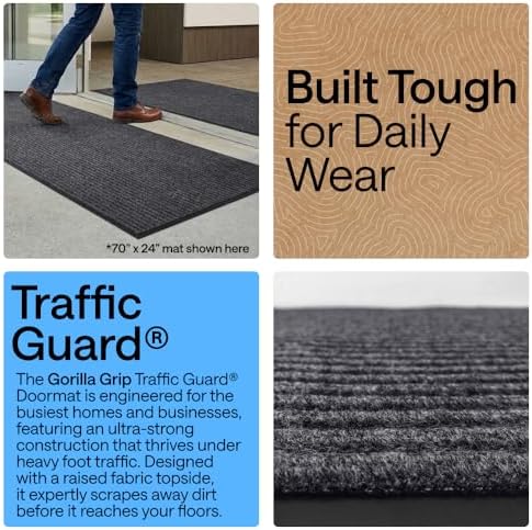 GORILLA GRIP Traffic Guard Indoor Outdoor Heavy Duty Door Mat, 47x35 Gray - Image 3