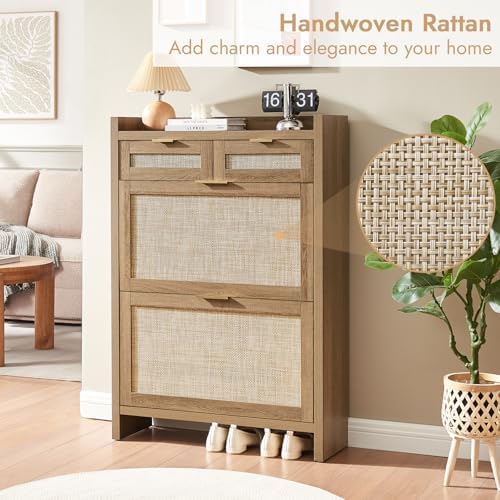 HOKYHOKY Rattan Shoe Storage Cabinet - Image 3